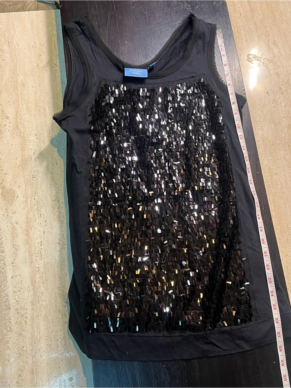 Simply Vera Vera Wang Black Sequin Front Tank